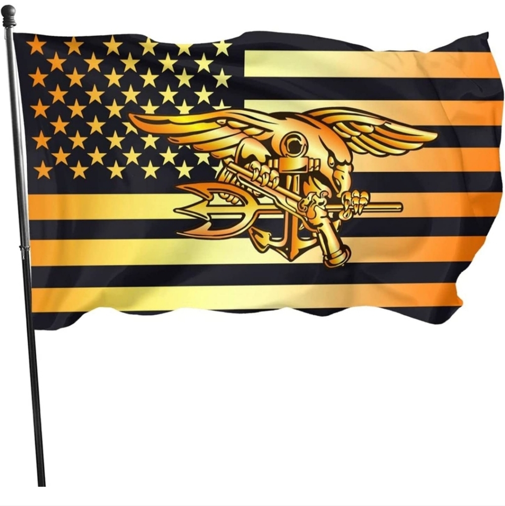 New  3x5 Navy Seal USA 50 Star and Stripe Black & Yellow Quality Nylon F…